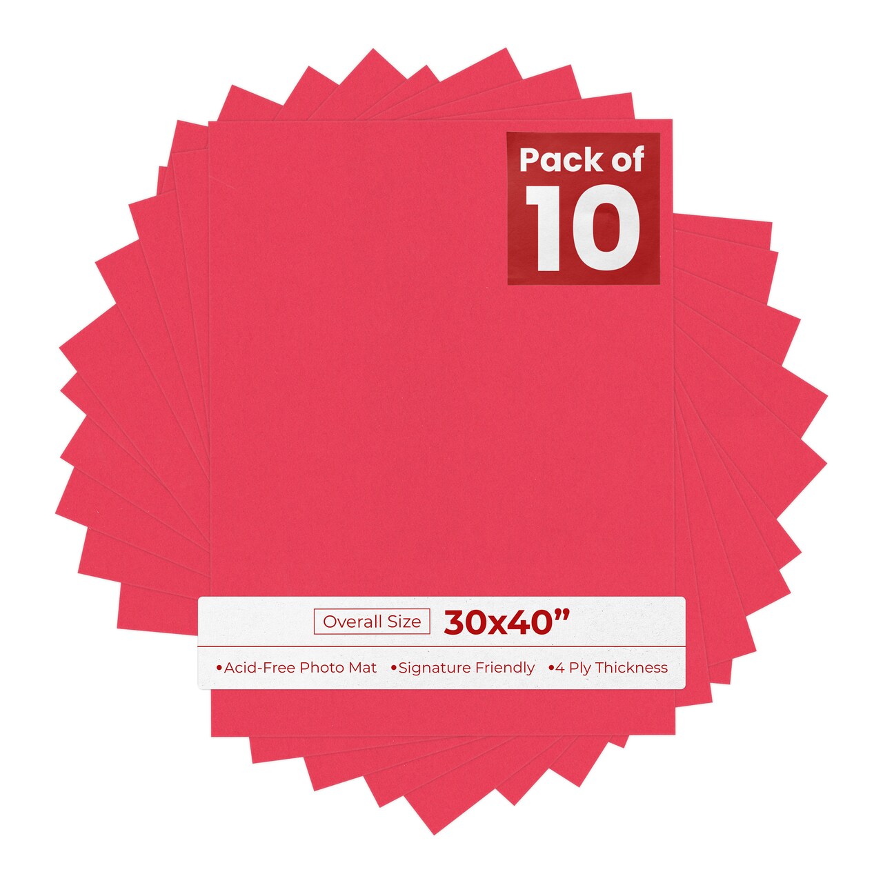 Cardinal Red 30x40 Uncut Mat Board - Blank Sheets, No Opening